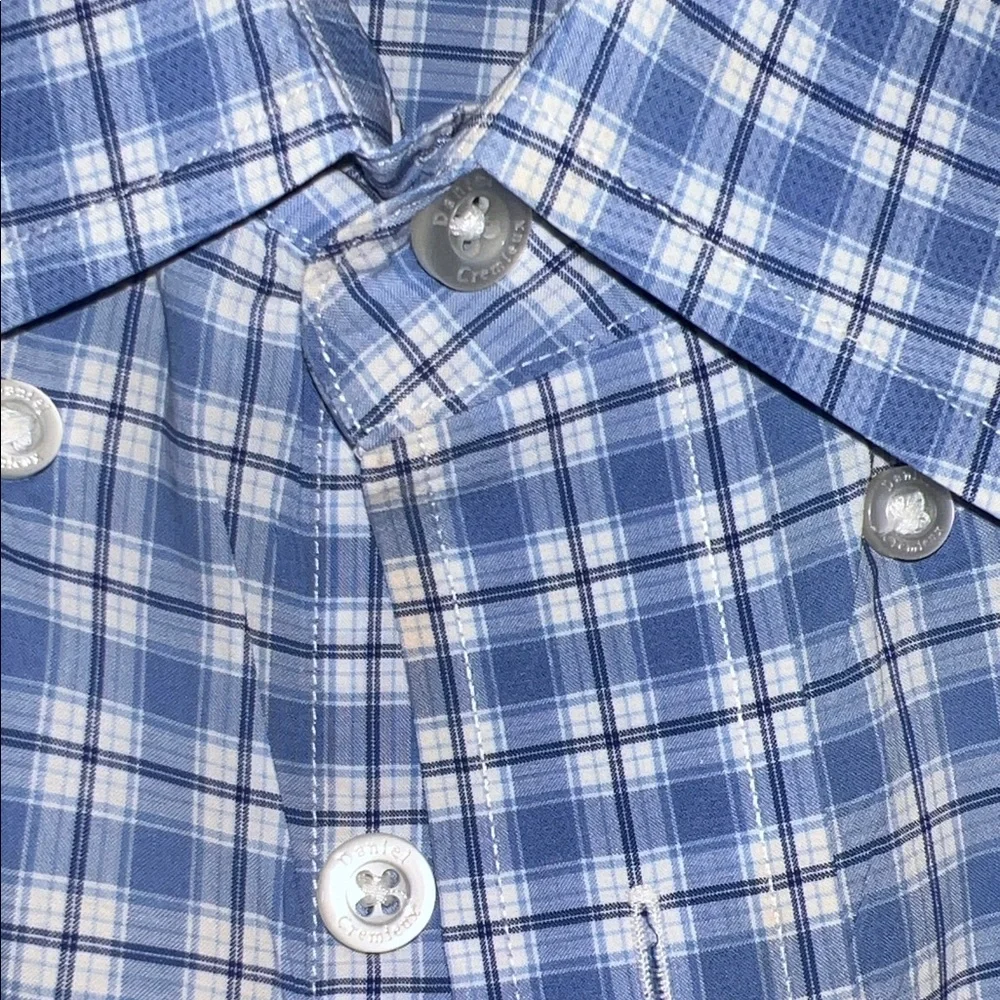 Daniel Cremieux Light Blue and White Plaid Button-Down Shirt short sleeve L - Picture 3 of 5